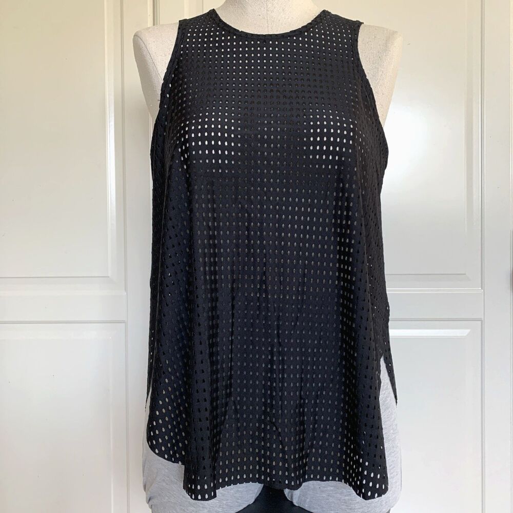 Onzie Flow Molly Tank Top Black Mesh Quick Drying Active Womens One Size